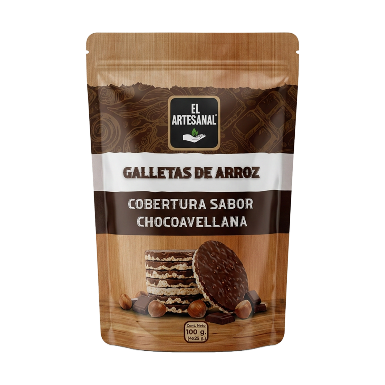 Galletas Dulces De  Arroz Chocoavellana EL ARTESANAL 100 G