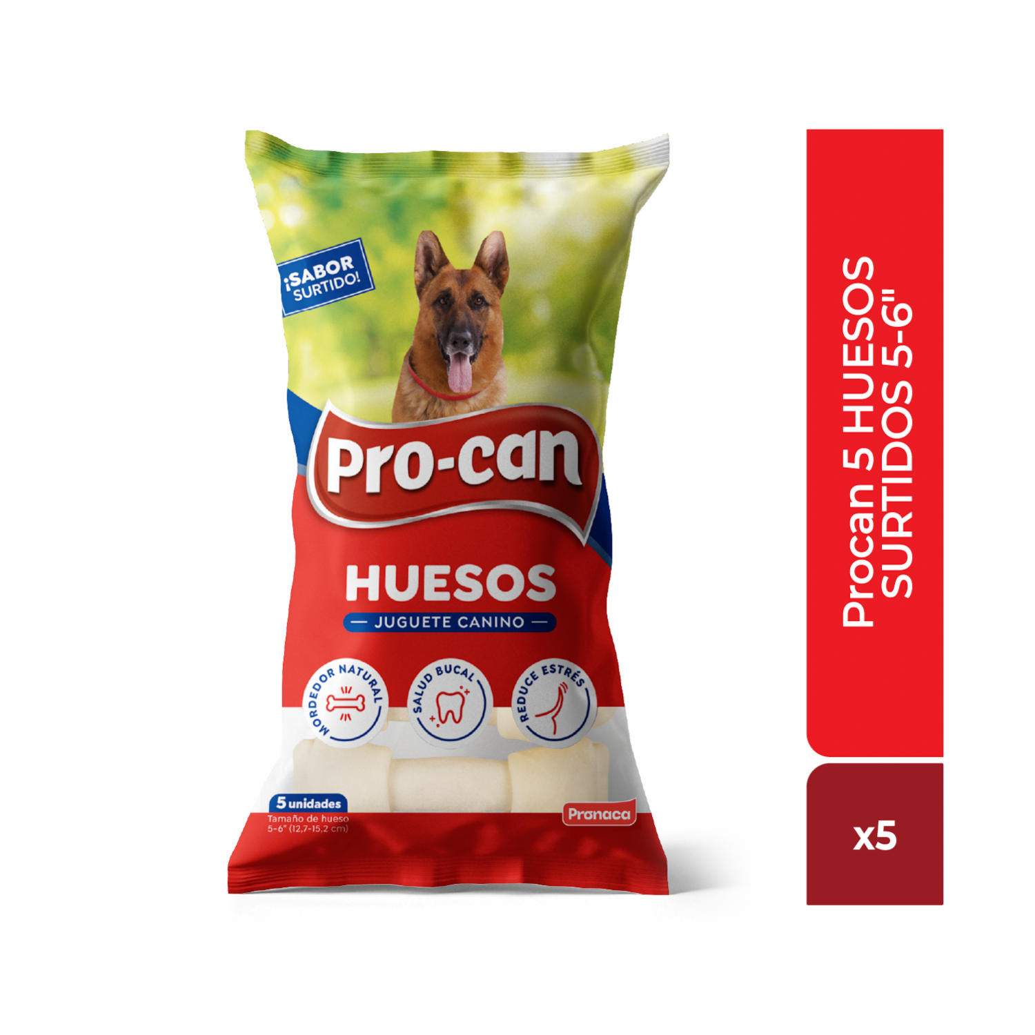 Snack Para Perros Huesos Surtidos 5″-6″ PRO-CAN X5 Uds