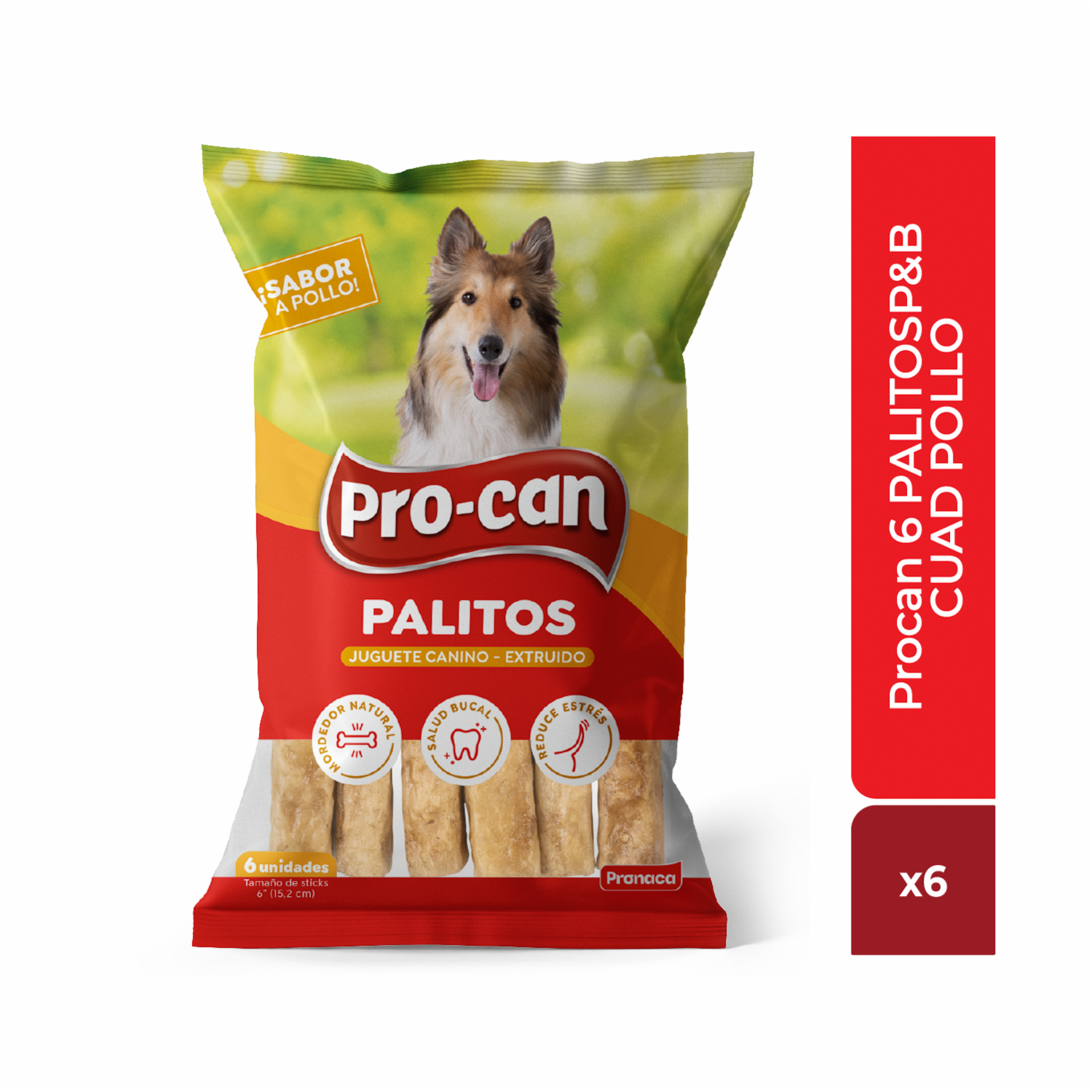 Snack Para Perros Palitos Masticables Sabor A Pollo PRO-CAN X6 Uds