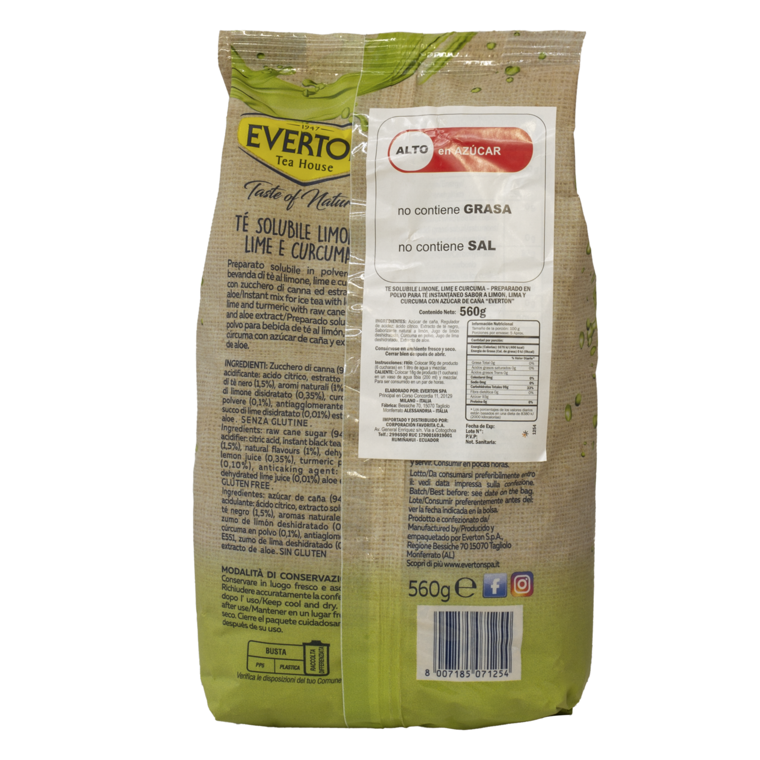 Té Soluble Limón & Cúrcuma EVERTON 560 G
