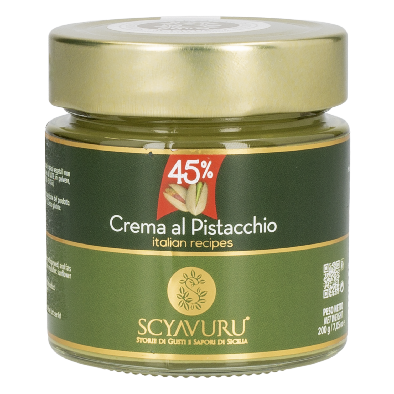 Crema De Pistacho Italiana Untable 45% SCYAVURU 200 G