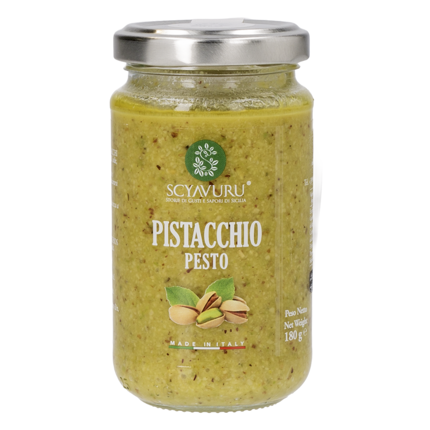Salsa Pesto De Pistacho Con Almendras Y Anacardos Italiana 22% SCYAVURU 180 G