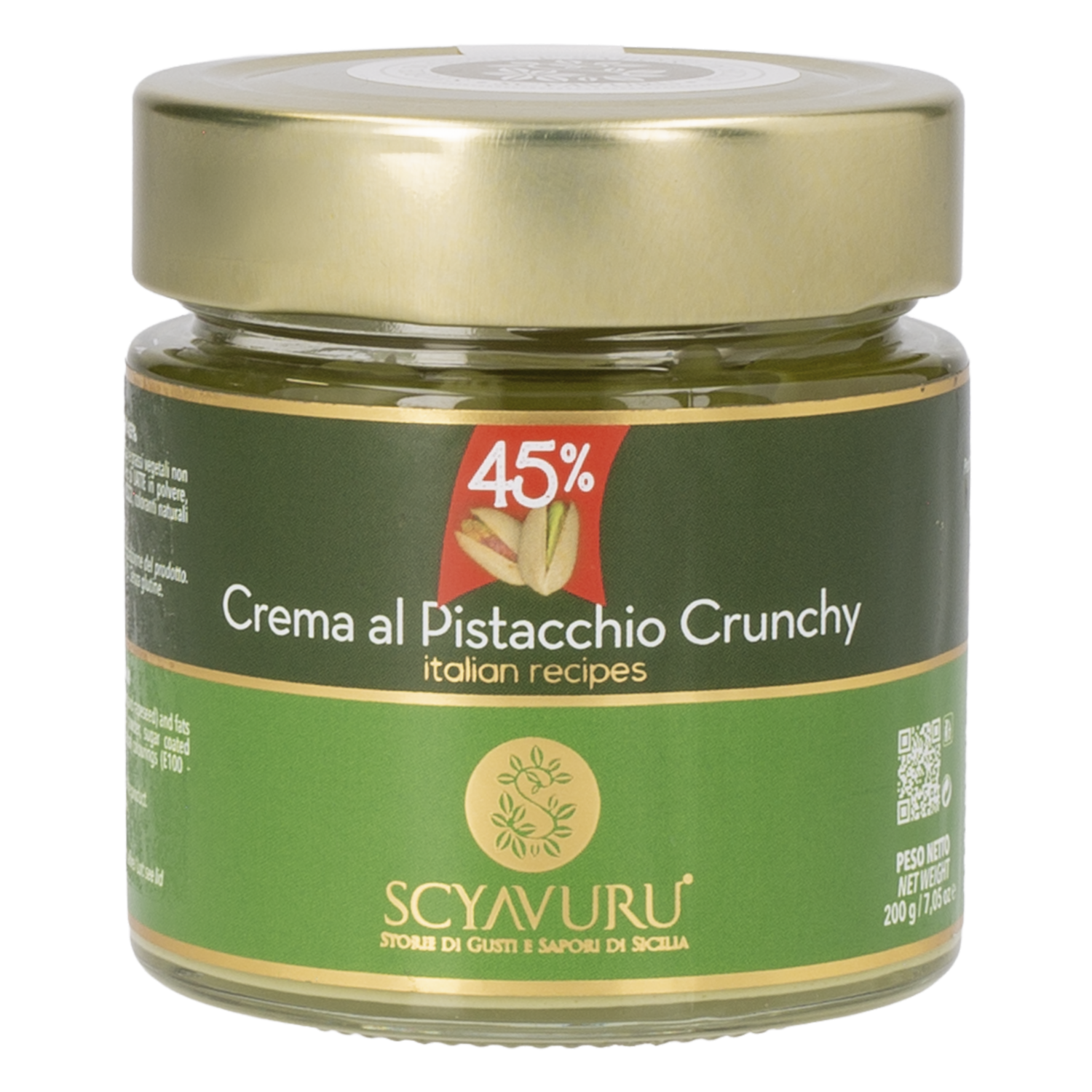 Crema De Pistacho Crunchy Italiana Untable 45% SCYAVURU 200 G