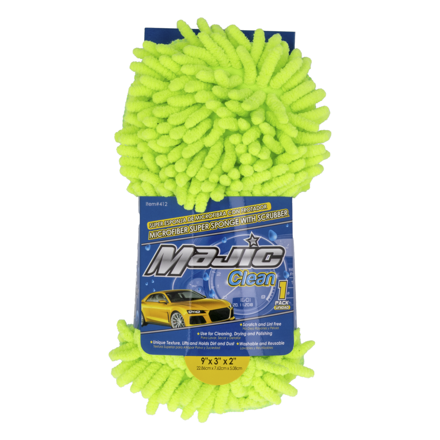 Esponja De Microfibra Con Frotador Para Auto MAJIC Unidad
