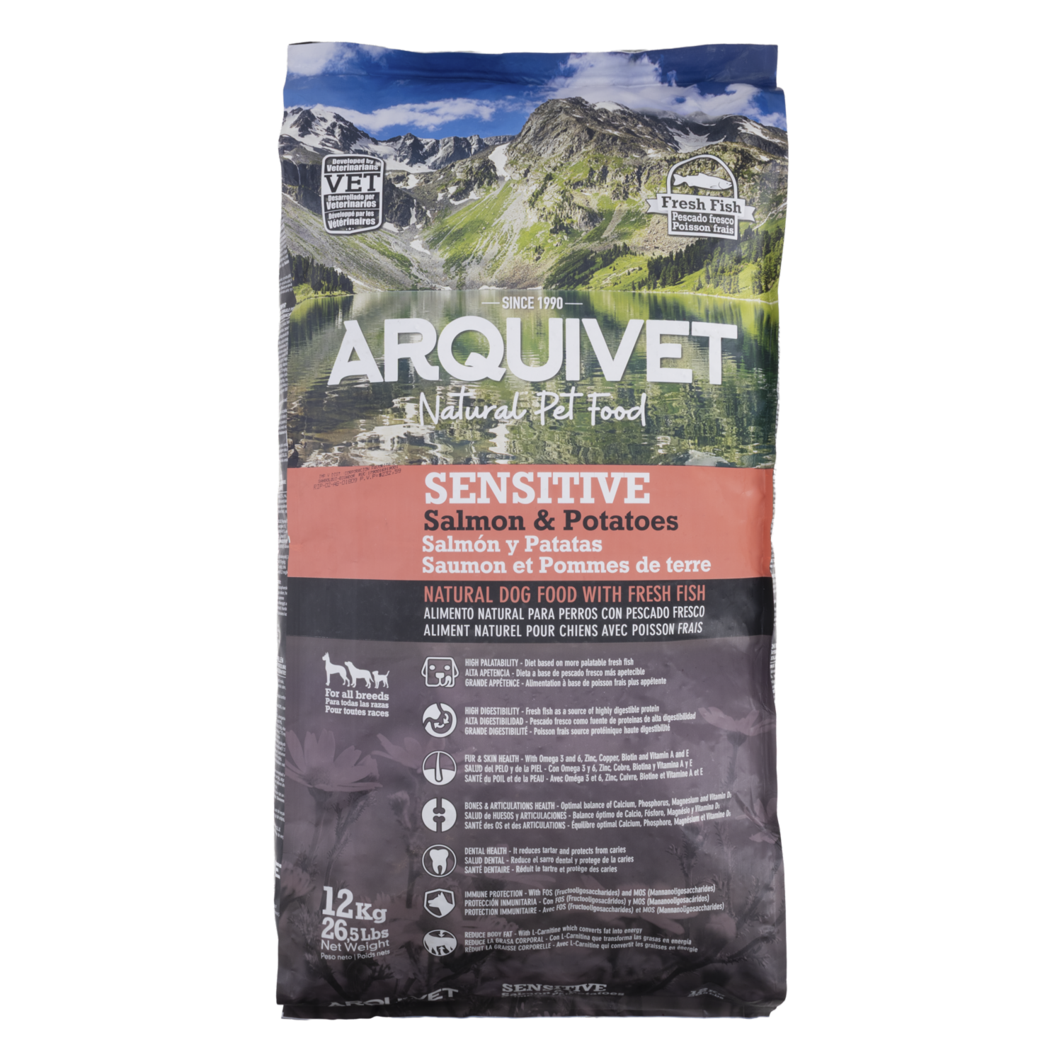 Alimento Para Perros Adultos Sensitive Salmón Y Patatas ARQUIVET 12 Kg