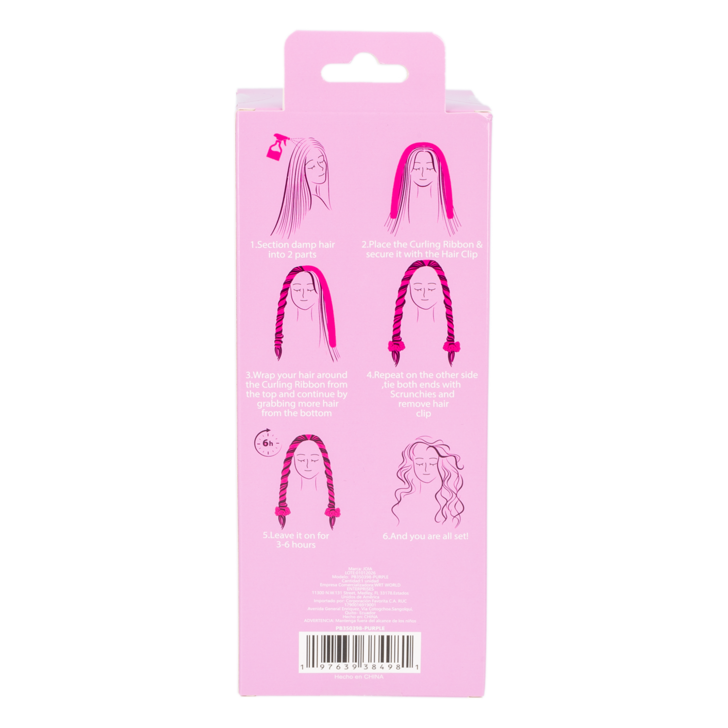 Rizador De Cabello Satinado Sin Calor Con Clip Morado JOIA Unidad