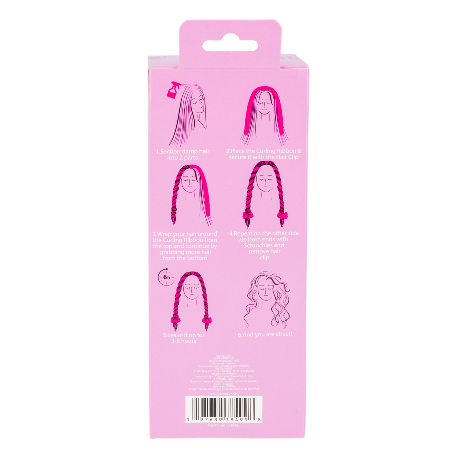 Rizador De Cabello Satinado Sin Calor Con Clip Rosado JOIA Unidad
