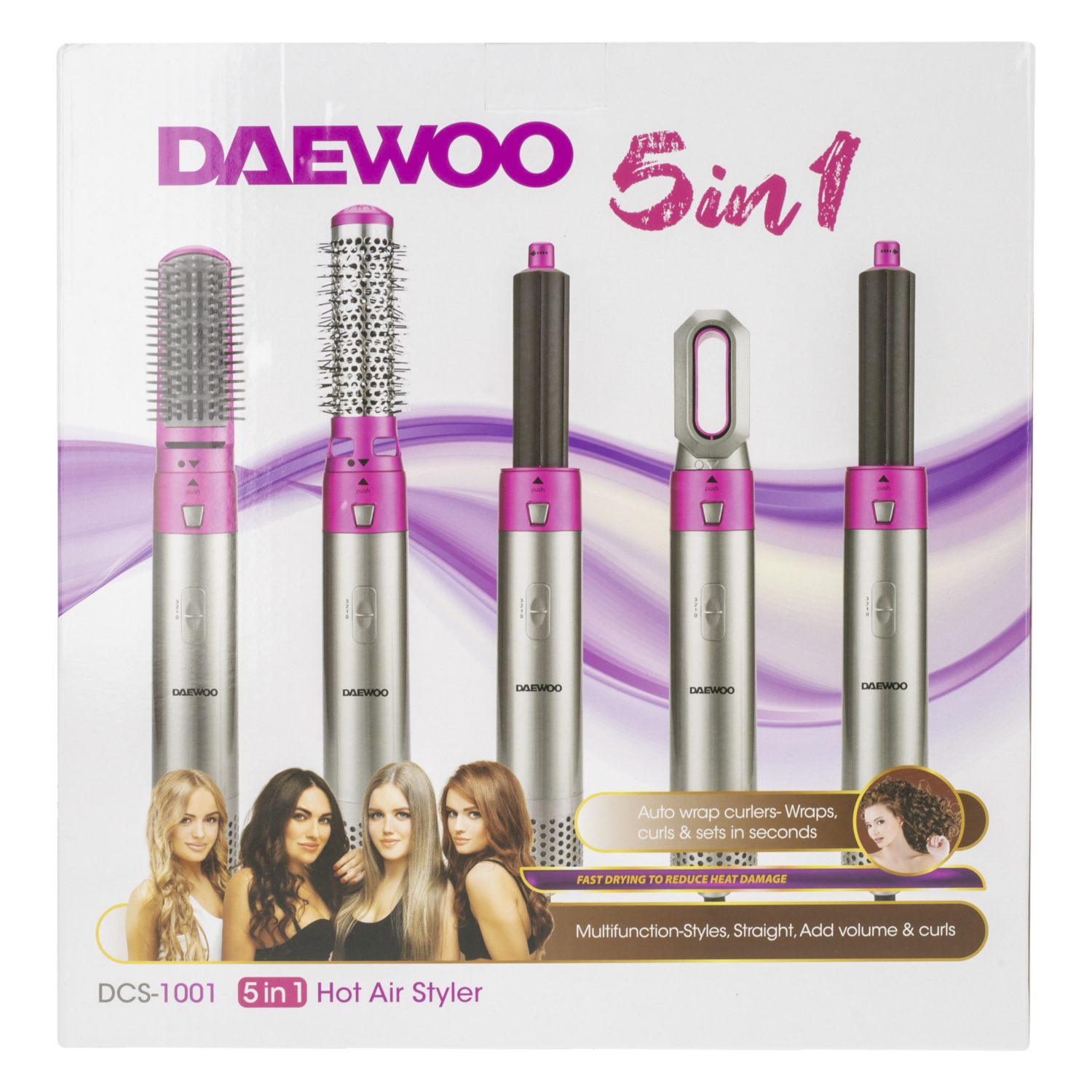 Cepillo De Cabello Eléctrico Multifunción DAEWOO 6 Piezas