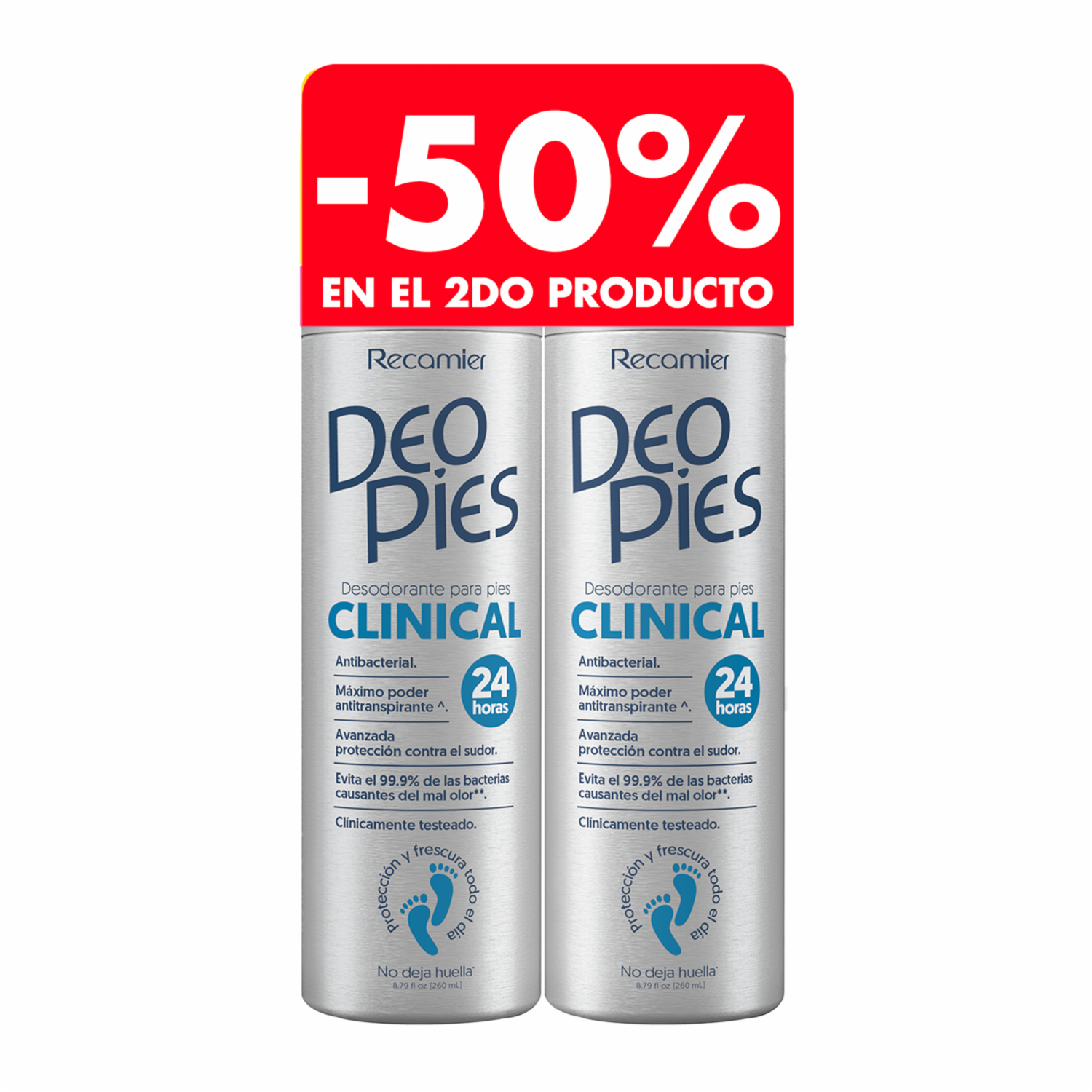 Desodorante Para Pies En Spray Clinical DEO PIES 2 x 260 Ml