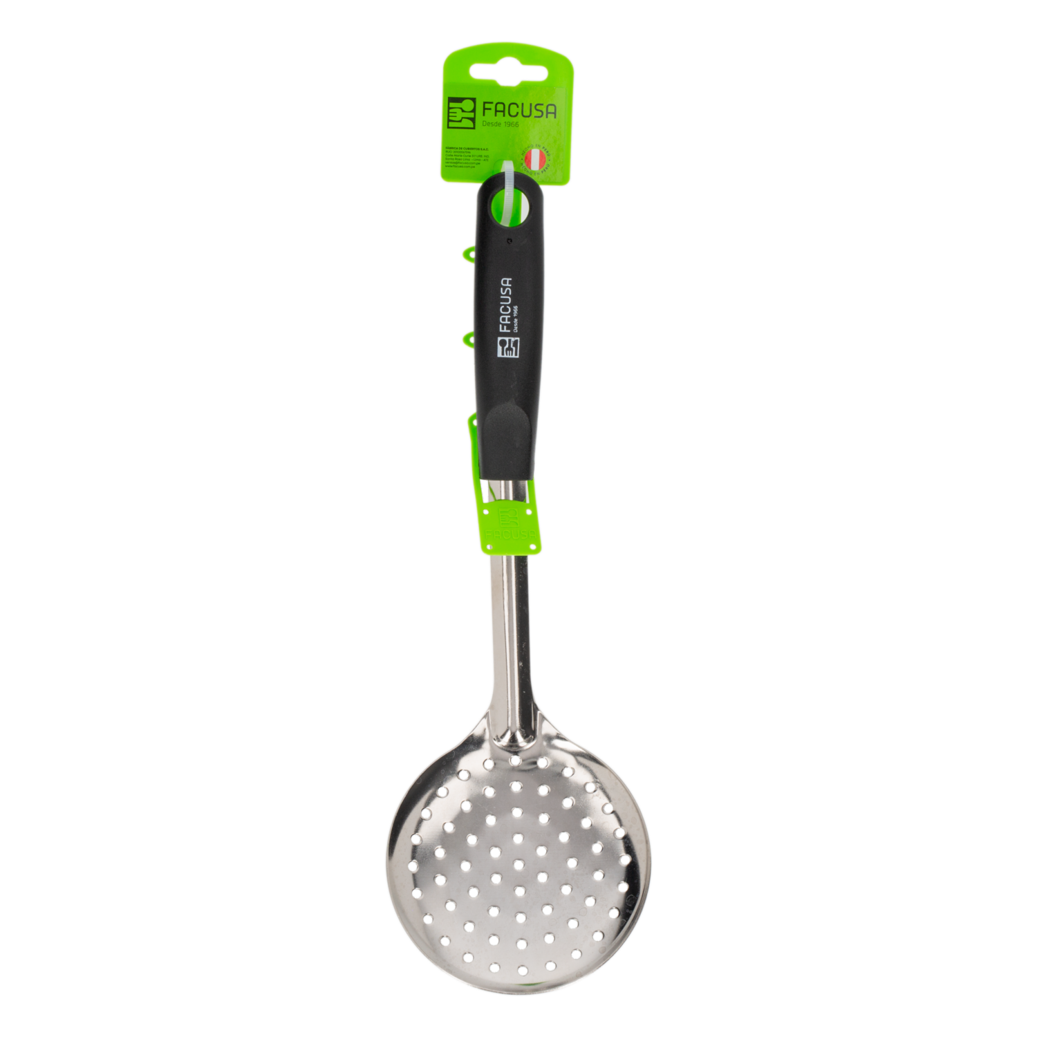 Espumadera Redonda Mango Plástico Negro Cocinero FACUSA 1 Pieza