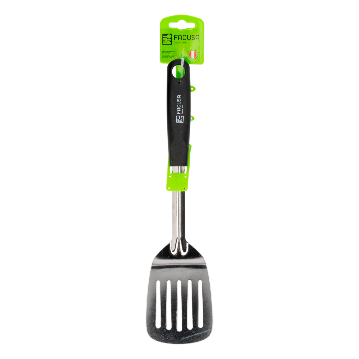 Espátula Calada Mango Plástico Negro Cocinero FACUSA 1 Pieza