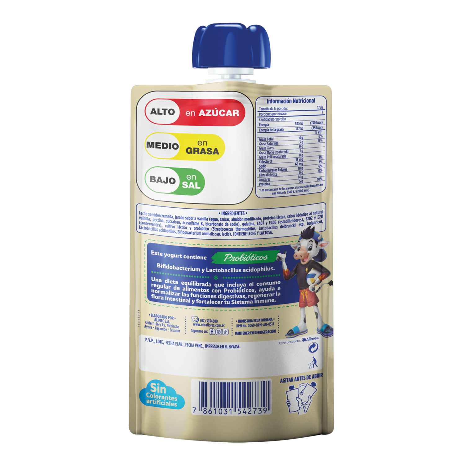 Yogurt Bebible Sabor A Vainilla Kids MIRAFLORES Doypack 175 G