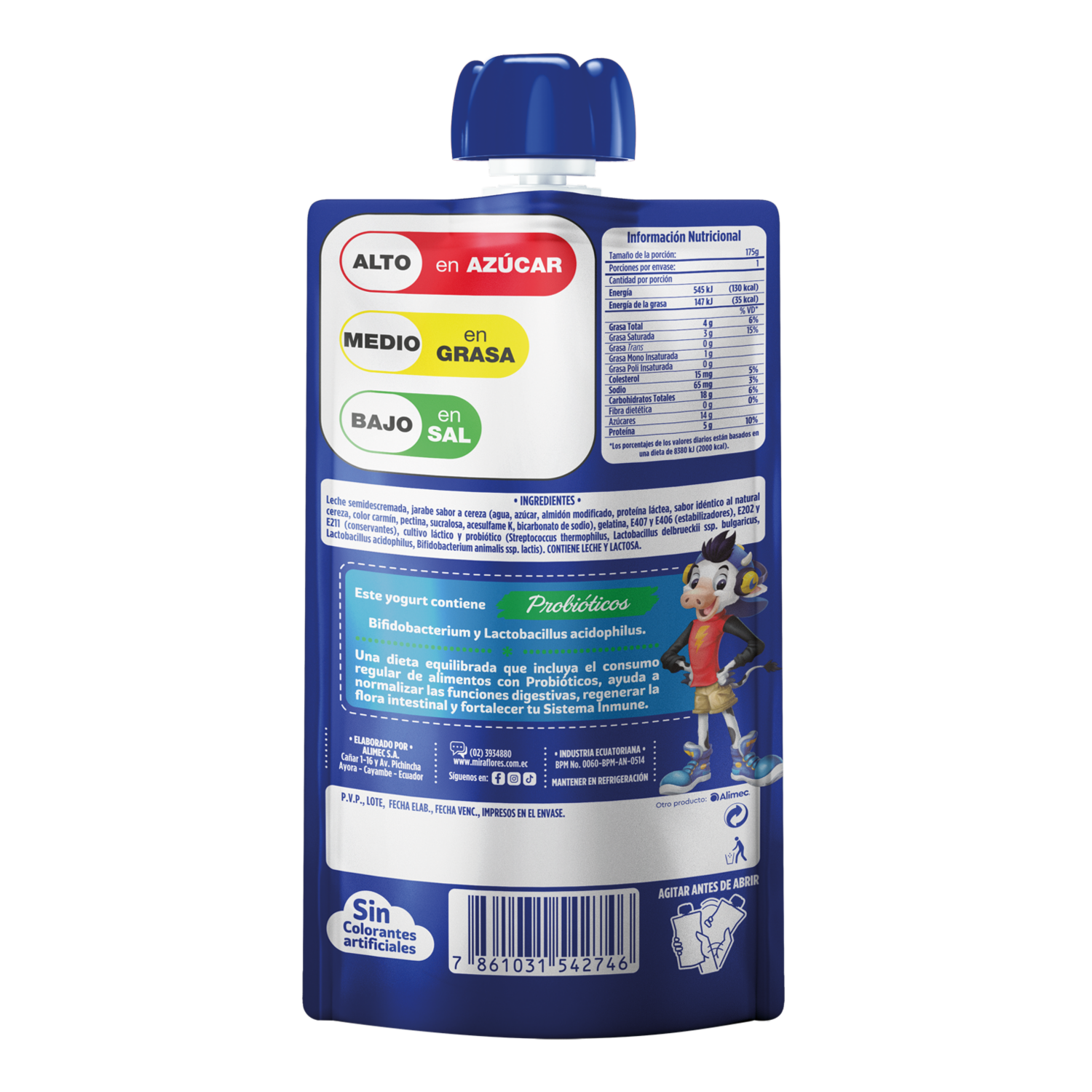 Yogurt Bebible Sabor A Cereza Kids MIRAFLORES Doypack 175 G