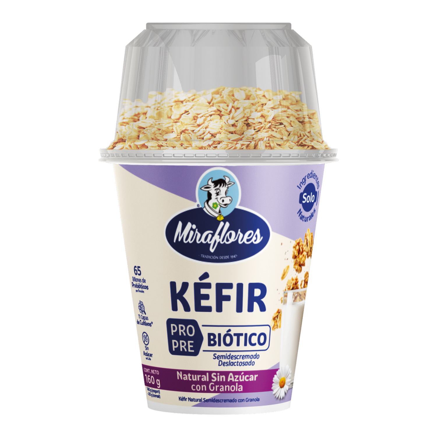 Yogurt Cuchareable Kéfir Natural+Vaso De Granola MIRAFLORES 160 G