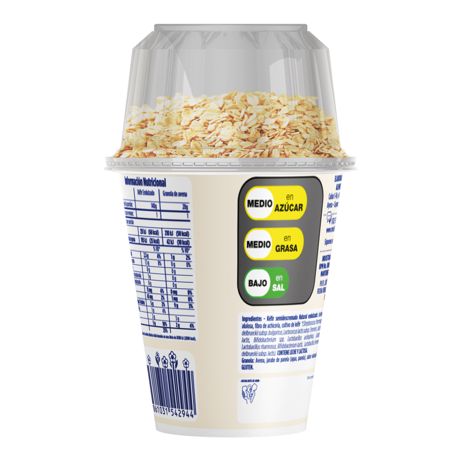 Yogurt Cuchareable Kéfir Natural Endulzado Con Alulosa+Vaso De Granola MIRAFLORES 160 G