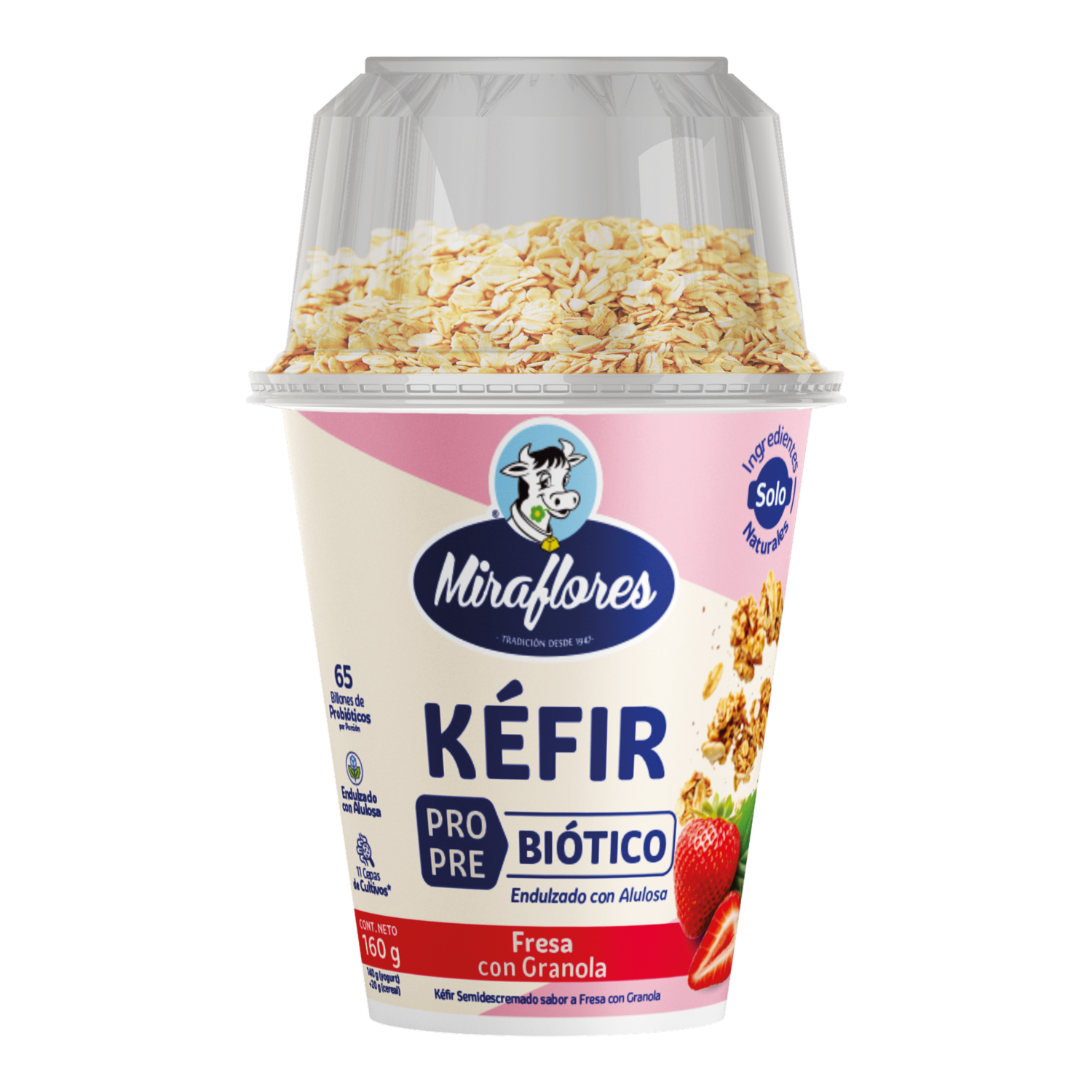 Yogurt Cuchareable Kéfir Fresa+Vaso De Granola MIRAFLORES 160 G