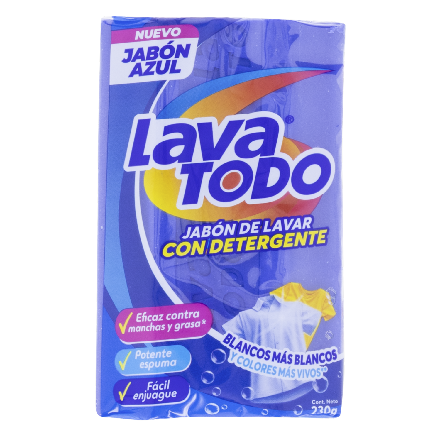 Jabón De Ropa Con Detergente Azul LAVATODO 6 230 G