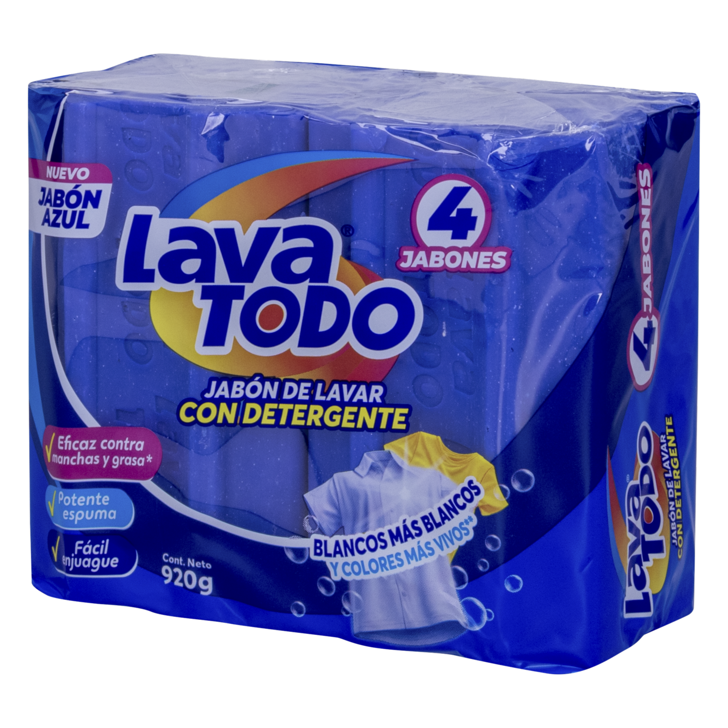 Jabón De Ropa Con Detergente Azul Pack LAVATODO 6 4 X 230 G