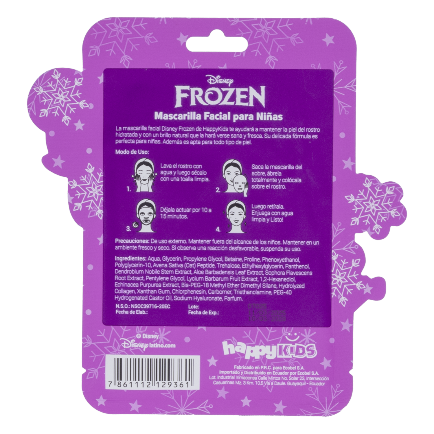 Mascarilla Facial Hidratante Niñas Disney Frozen DISNEY Unidad