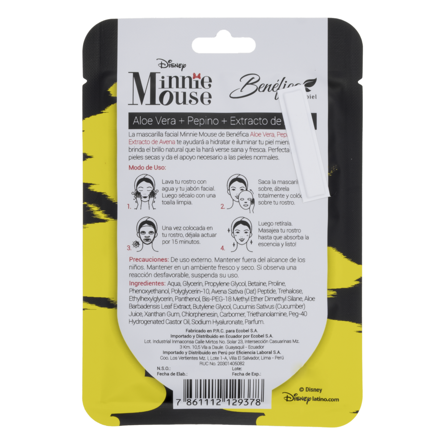 Mascarilla Facial Benefica Aloe Vera+Pepino Disney Minnie Mouse DISNEY Unidad