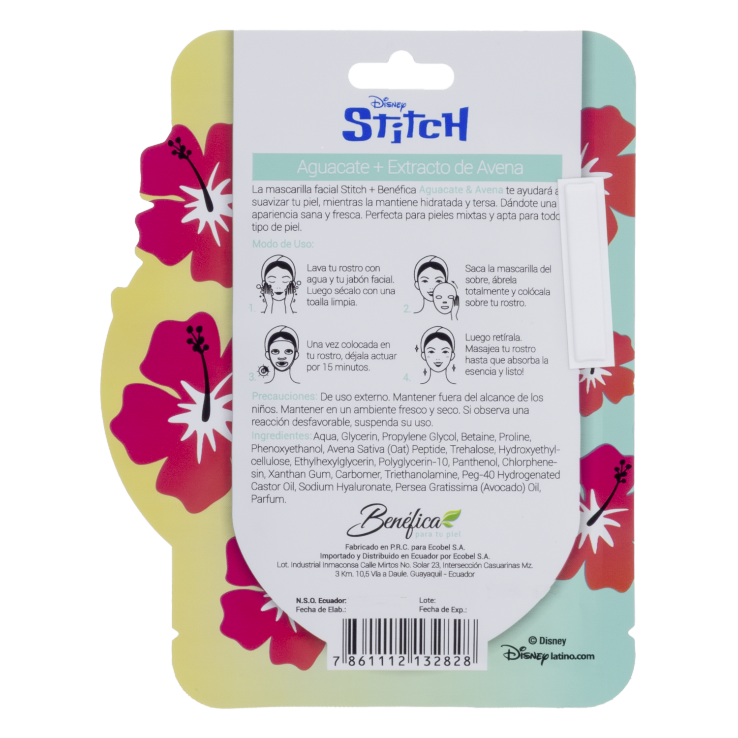 Mascarilla Facial Benéfica Aguacate Extracto De Avena Y Acido Hialuronico Stitch DISNEY Unidad