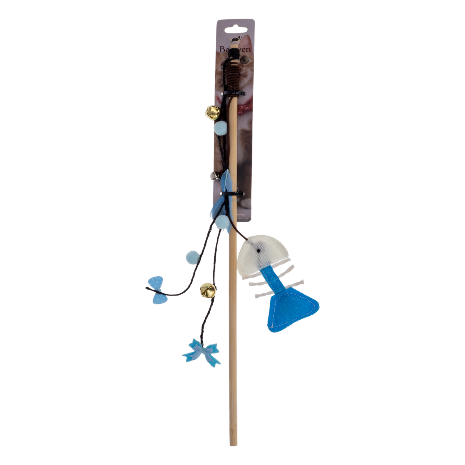 Juguete Para Gato Cana De Pescar Diseños Varios Azul BETOVEN Pequeño