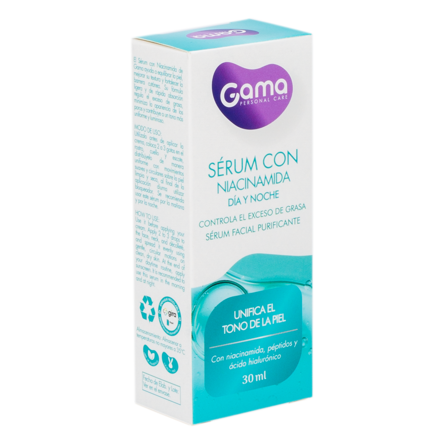 Sérum Facial Con Niacinamida Dia Y Noche GAMA 30 Ml