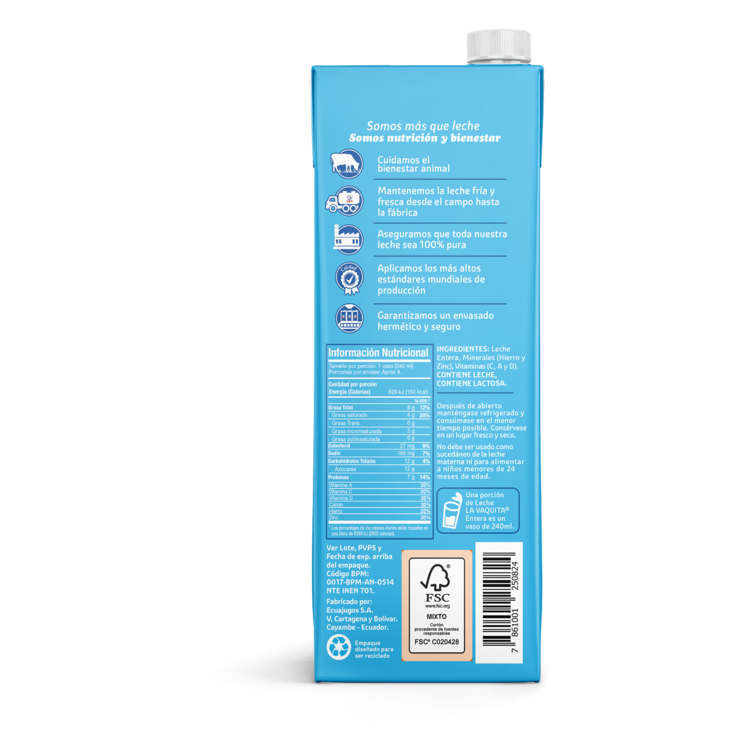 Leche Entera Fortificada LA VAQUITA 1 L