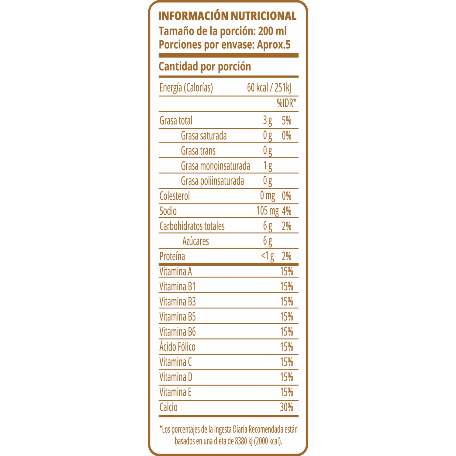 Bebida De Almendras Con Calcio Y Vitaminas NATURA 946 Ml