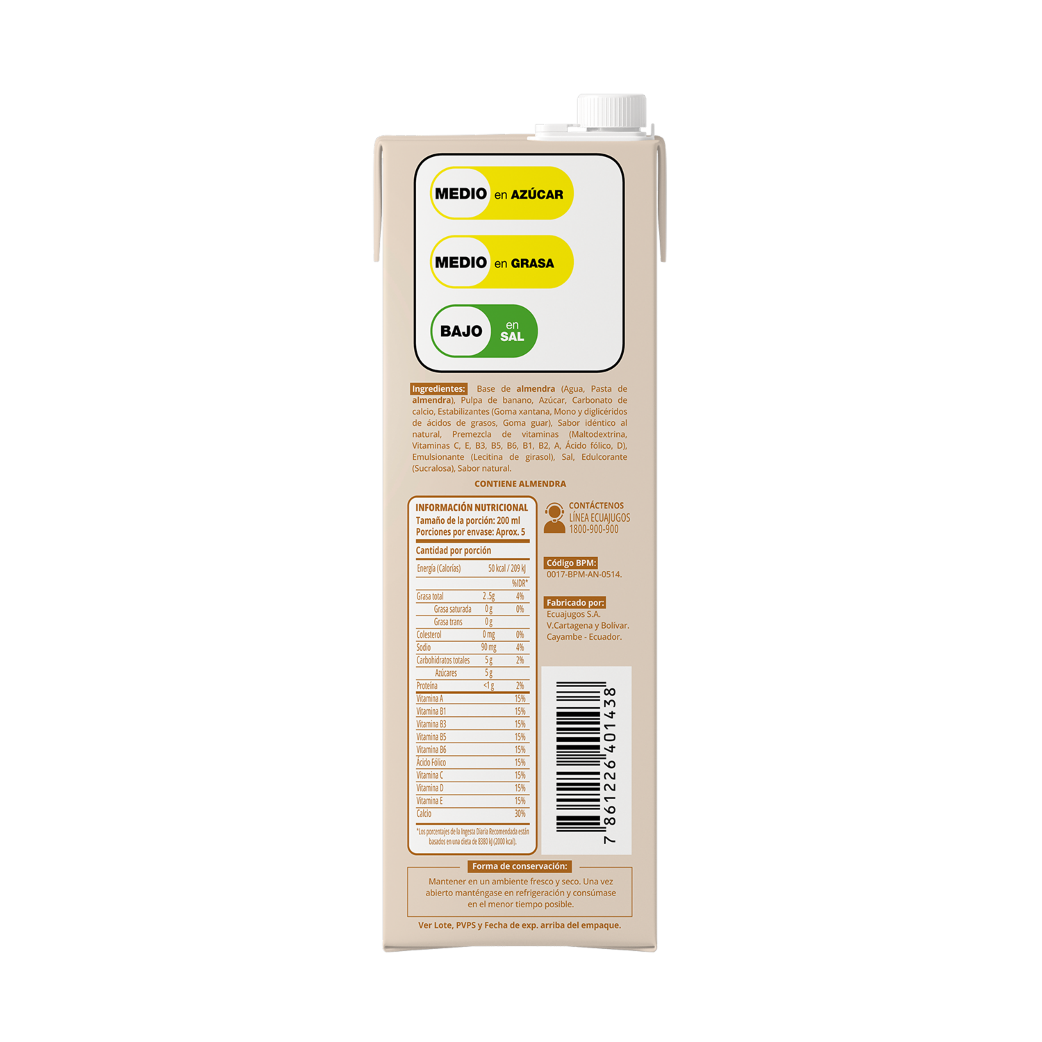 Bebida De Almendras Con Banano NATURA 946 Ml