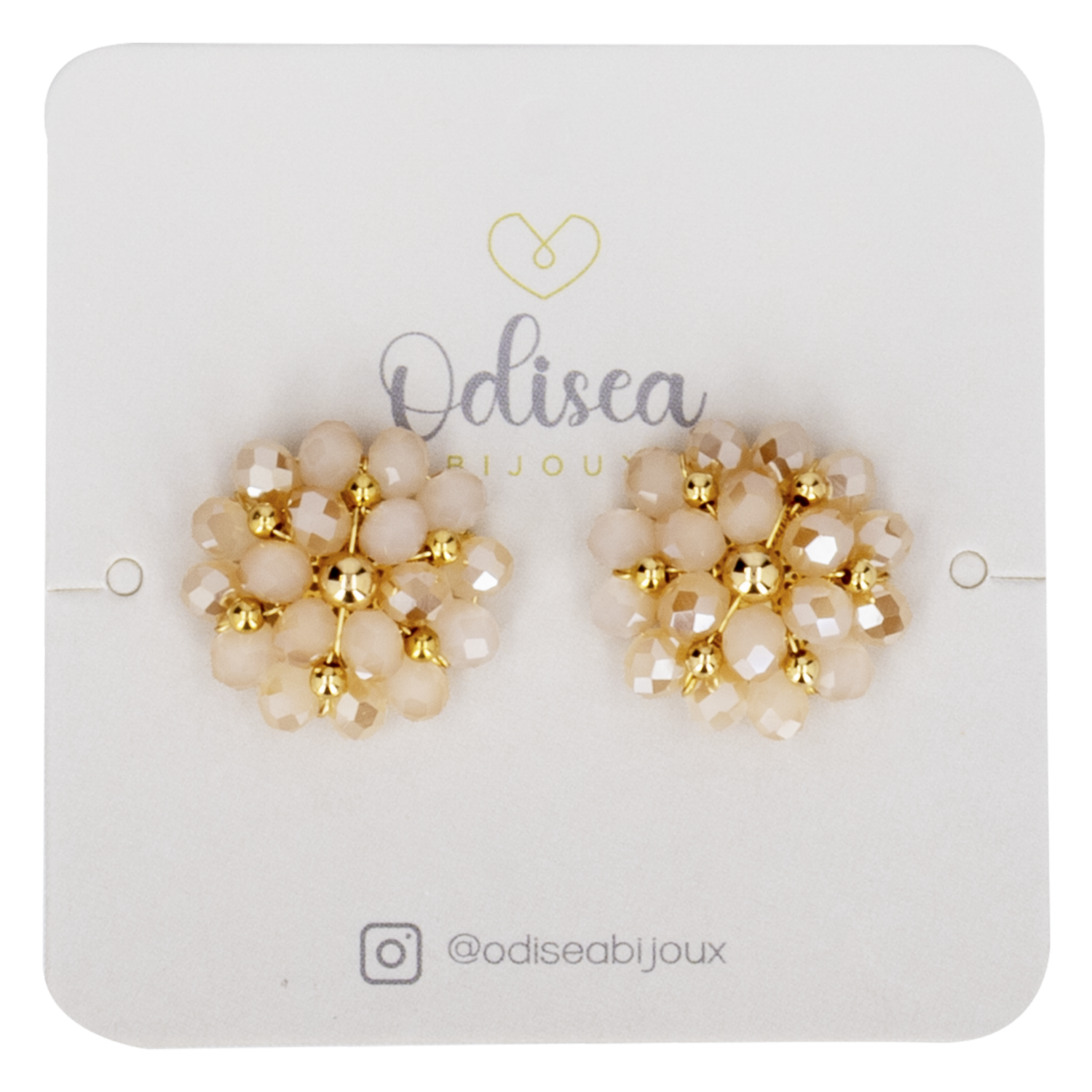Aretes Diseño Doble Flor M Beige ODISEA BIJOUX Unidad