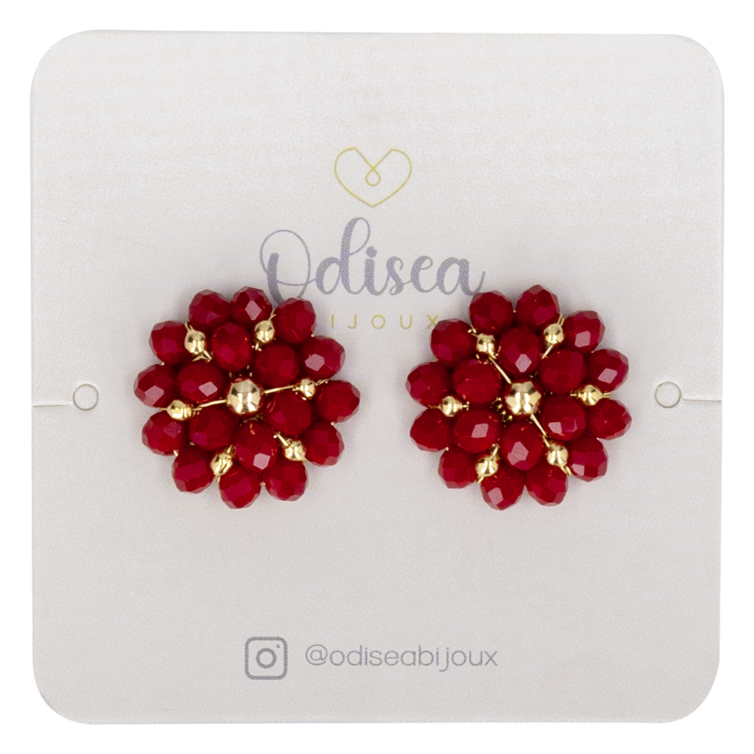 Aretes Diseño Doble Flor M Rojo ODISEA BIJOUX Unidad