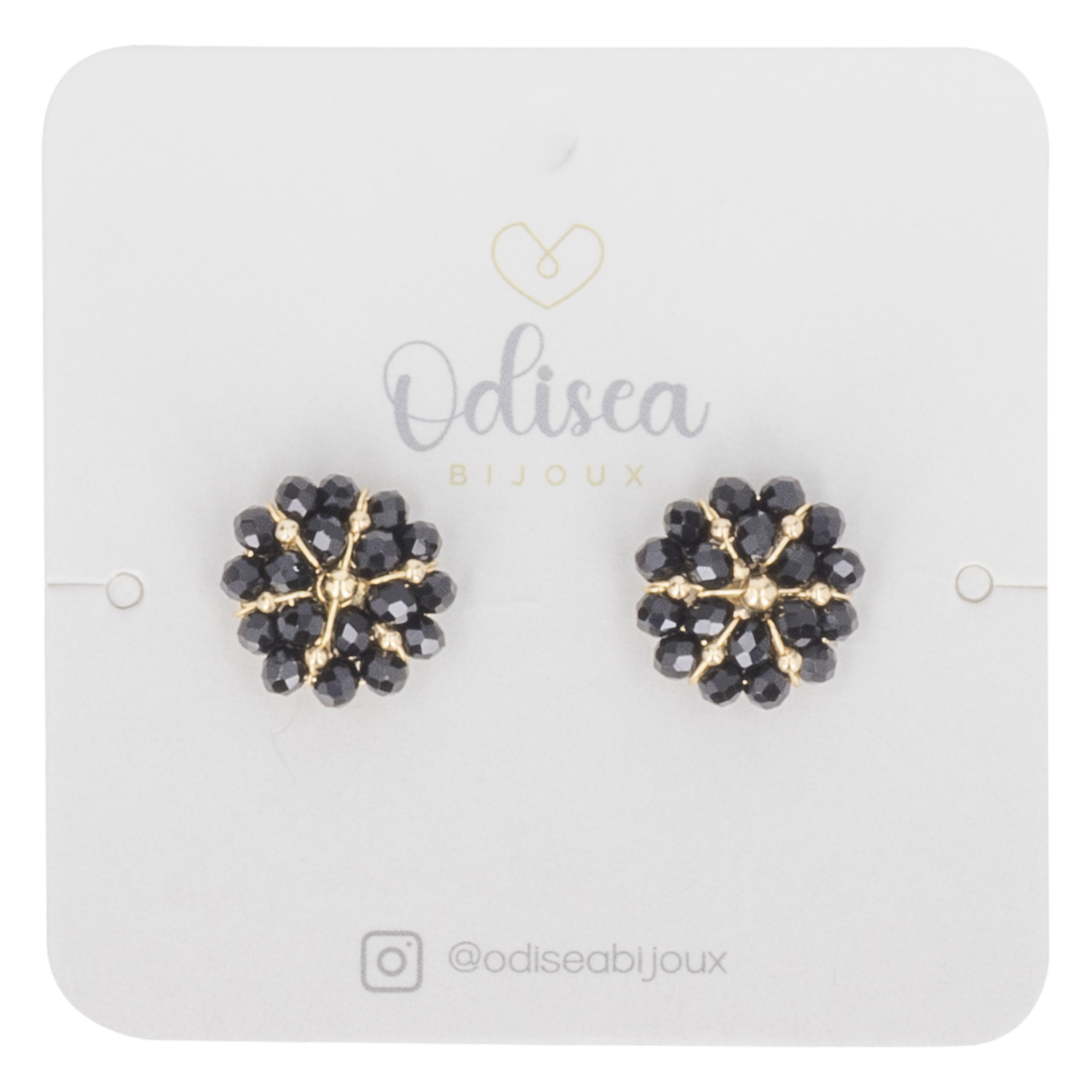 Aretes Diseño Doble Flor S Negro ODISEA BIJOUX Unidad