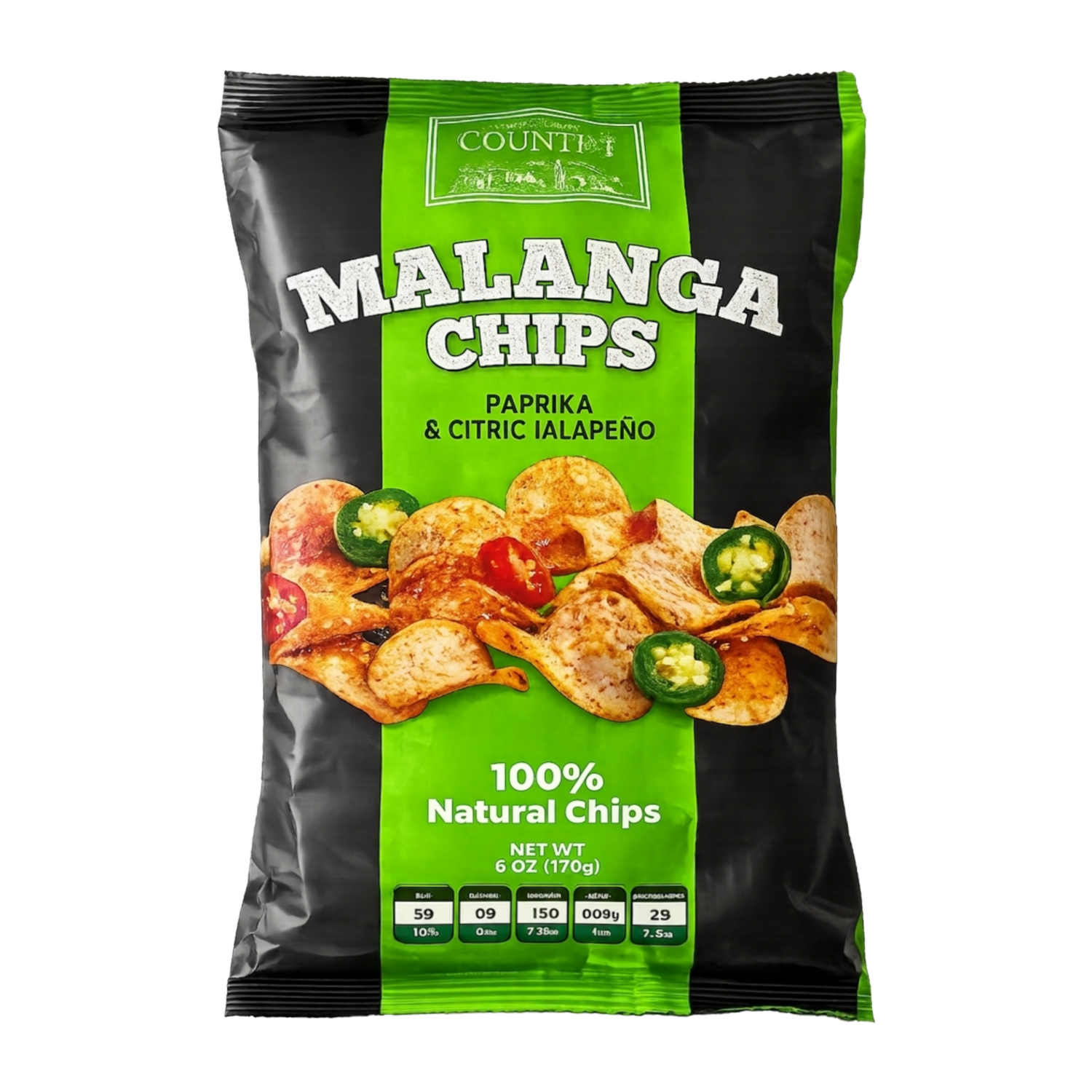 Malanga Chips Paprika Citric Jalapeño NATURAL COUNTRY 170 G