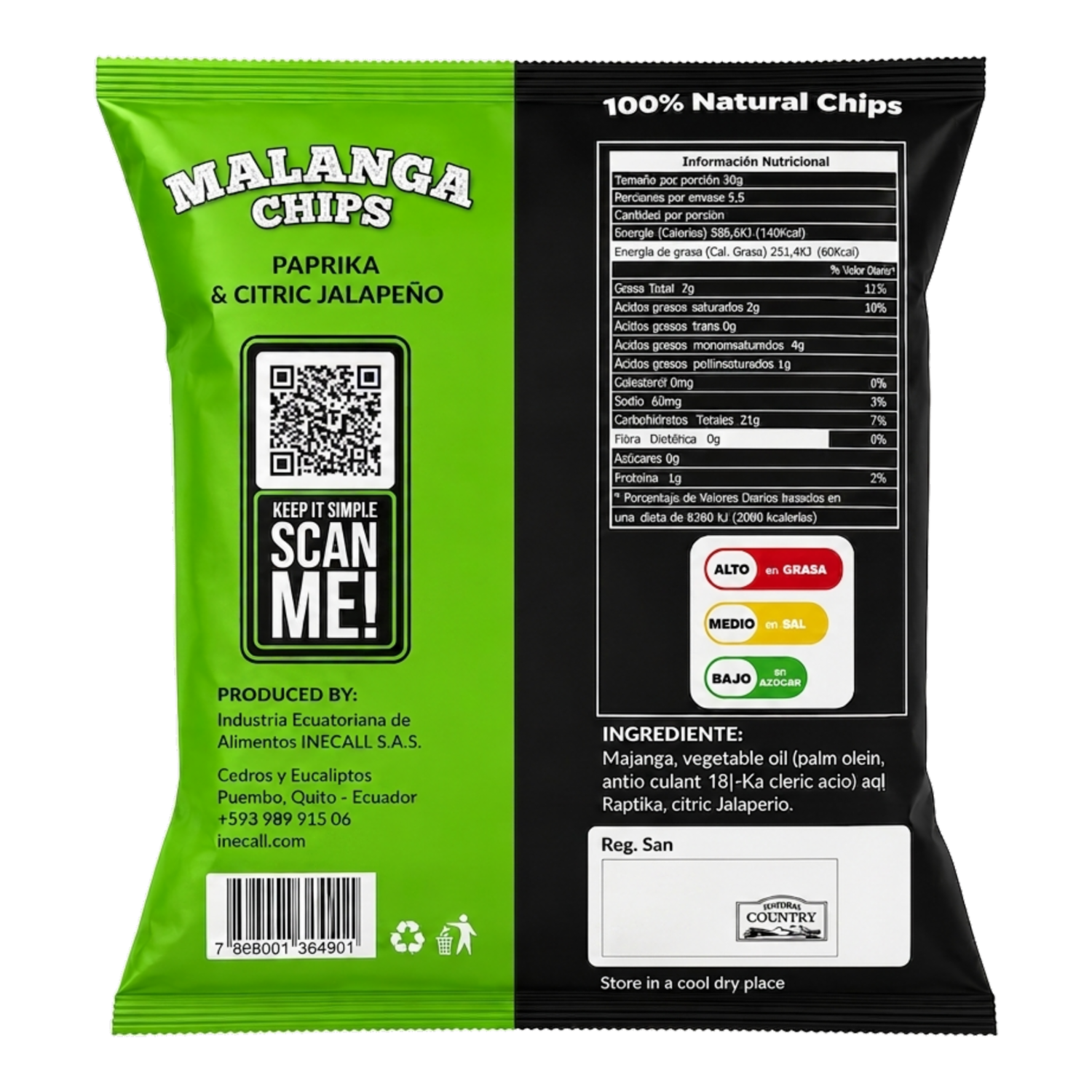 Malanga Chips Paprika Citric Jalapeño NATURAL COUNTRY 170 G
