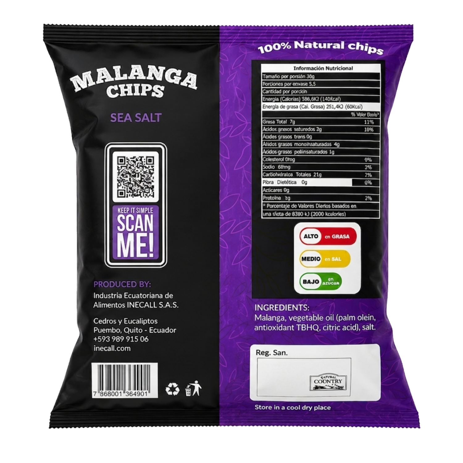 Malanga Chips Sea Salt NATURAL COUNTRY 170 G