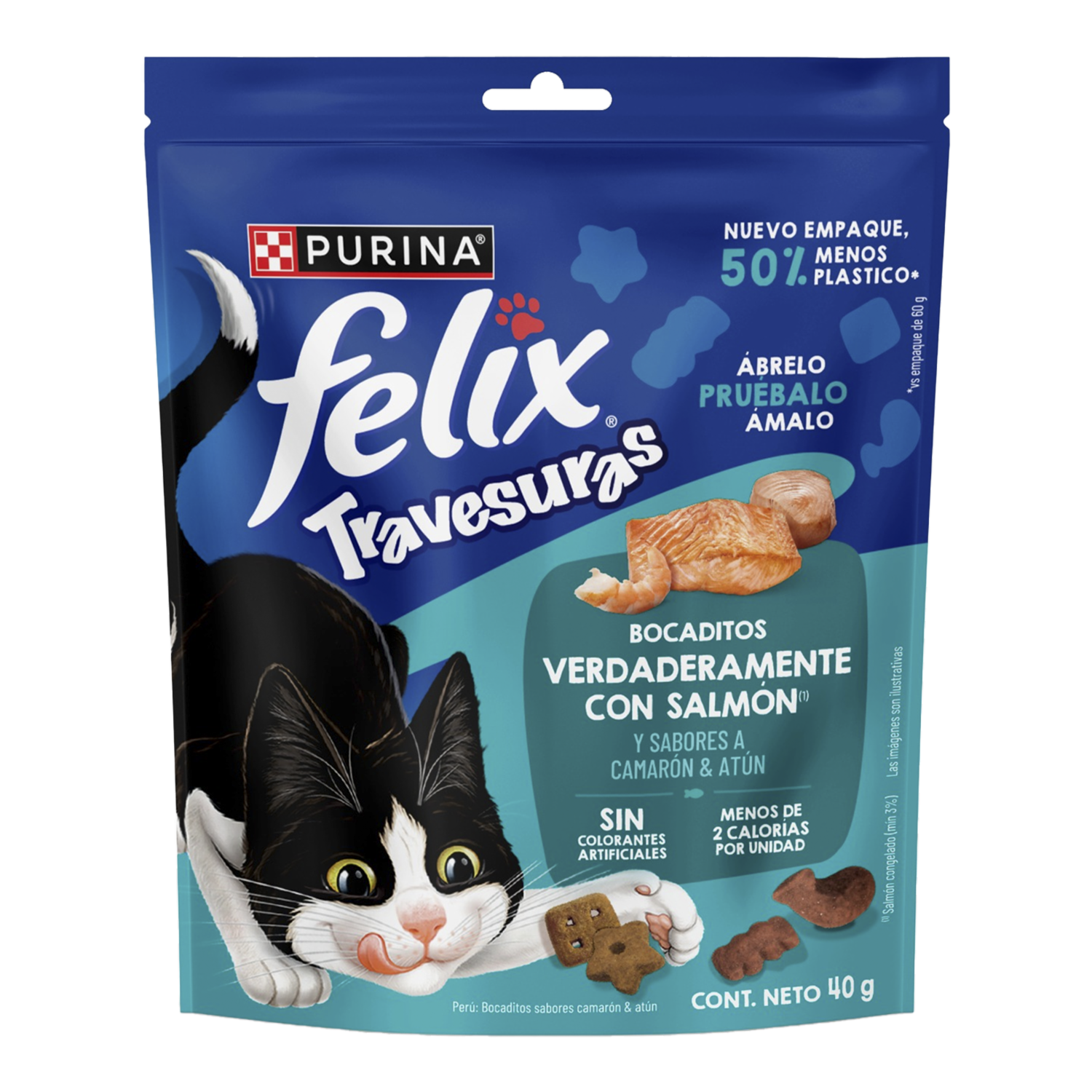 Snack Para Gatos Bocaditos De Salmón, Atún Y Camarón FELIX 40 G