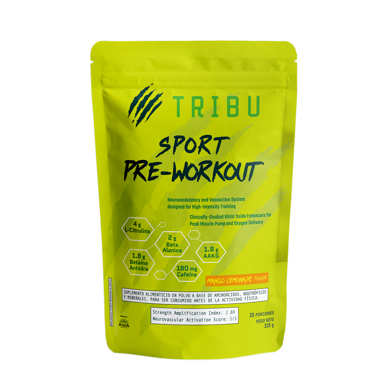 Pre Workout Sport Sabor Mango Lemonade AWA NUTRITION 325 G