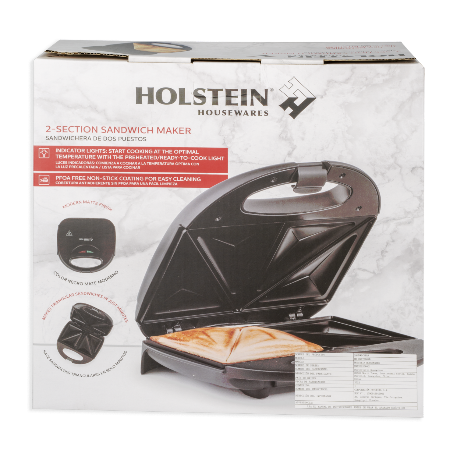Sandwichera 2 Secciones Modelo: Hh-09176009b HOLSTEIN 110 Watts