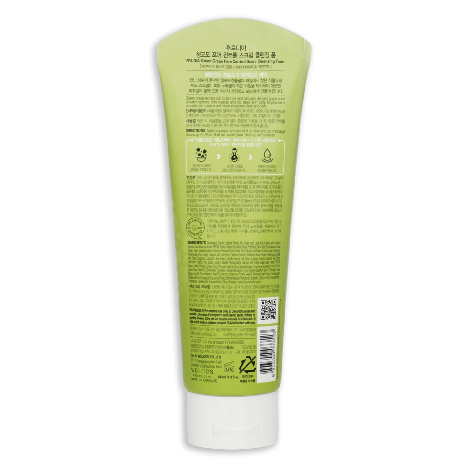 Limpiador Green Grape Pore Control Scrub Cleansing Foam FRUDIA 145 Ml