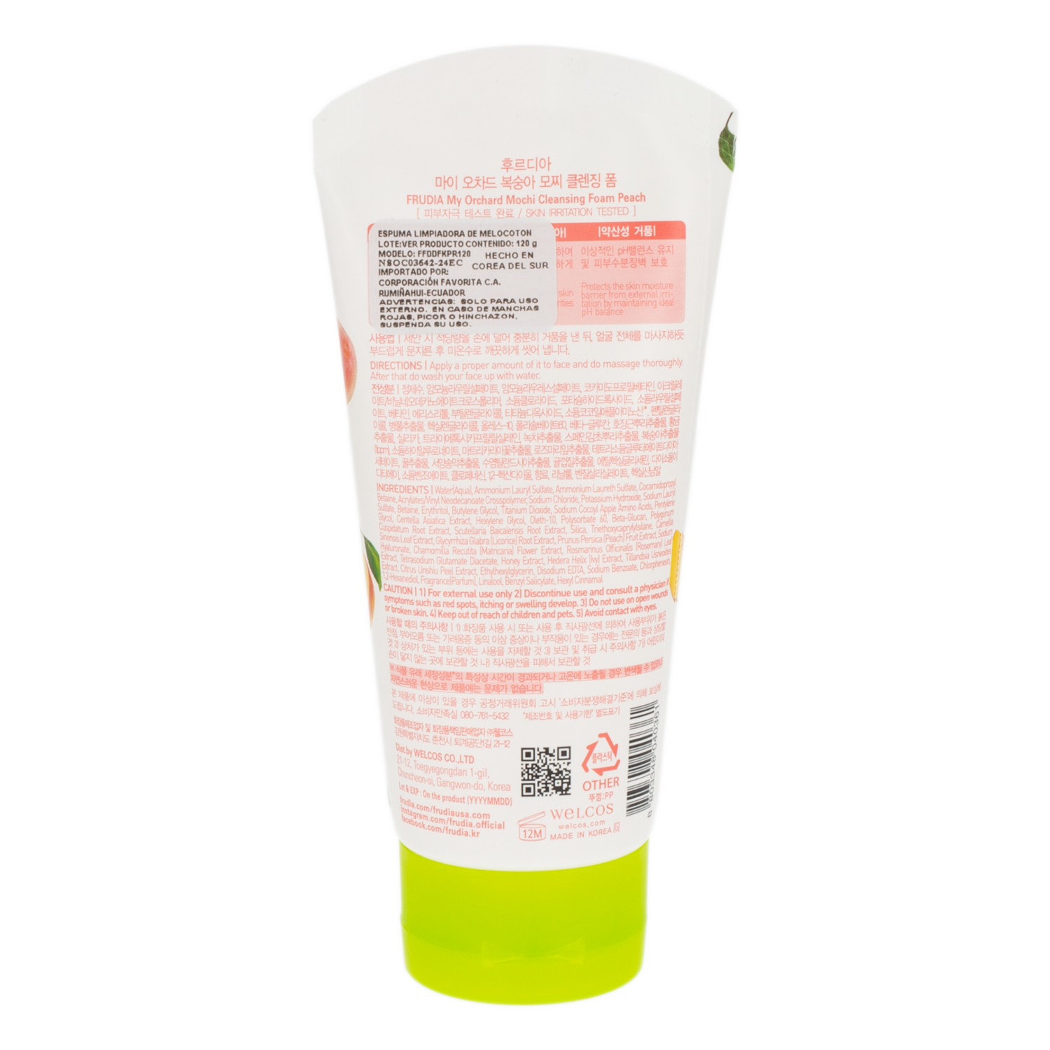 Espuma Limpiadora Limpiadora De Durazno FRUDIA 120 G