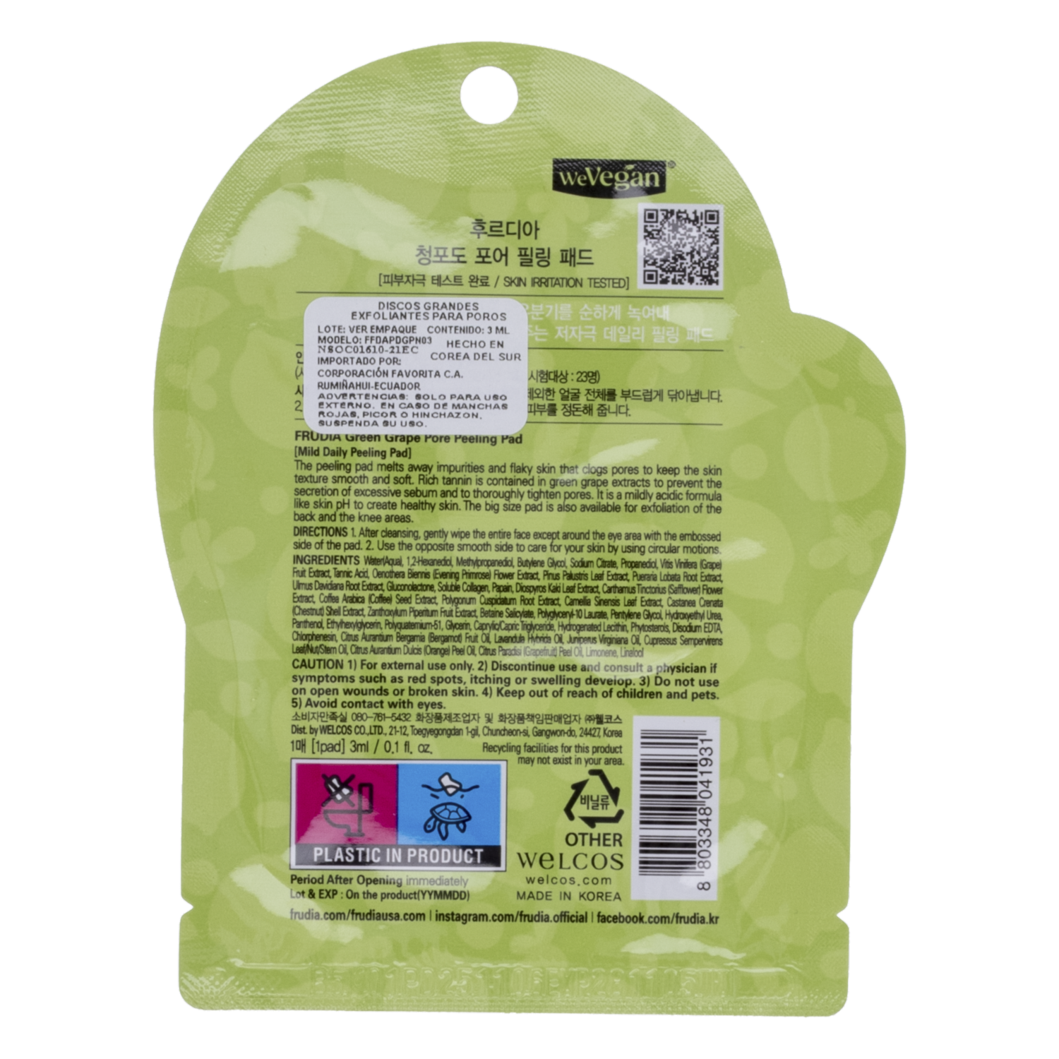 Pad Pore Peeling Pad 3Ml Nsoc01610-21Ec FRUDIA 3 Ml